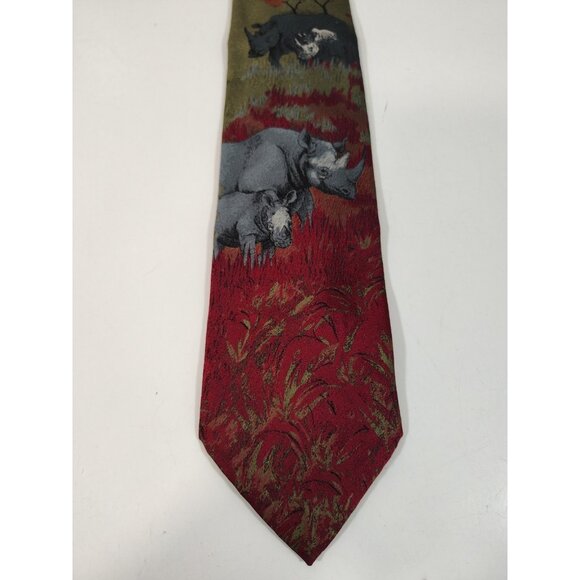 Neck Ties ( Lot Of 6) Silk Polyester Flag Looney Tunes Rhinos Wildlife Hawaiian - Picture 2 of 13